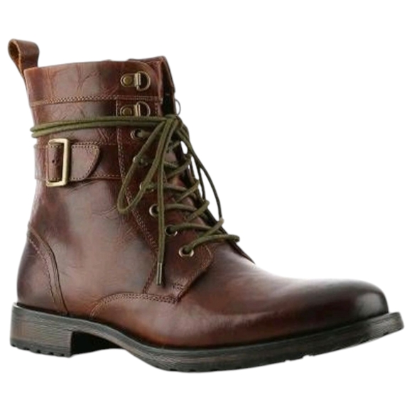 ASTON GREY Rockcastle 2 Whiskey Brown Leather Lace-Up Zipper Ankle Boot SZ 9.5‎ - Picture 1 of 15